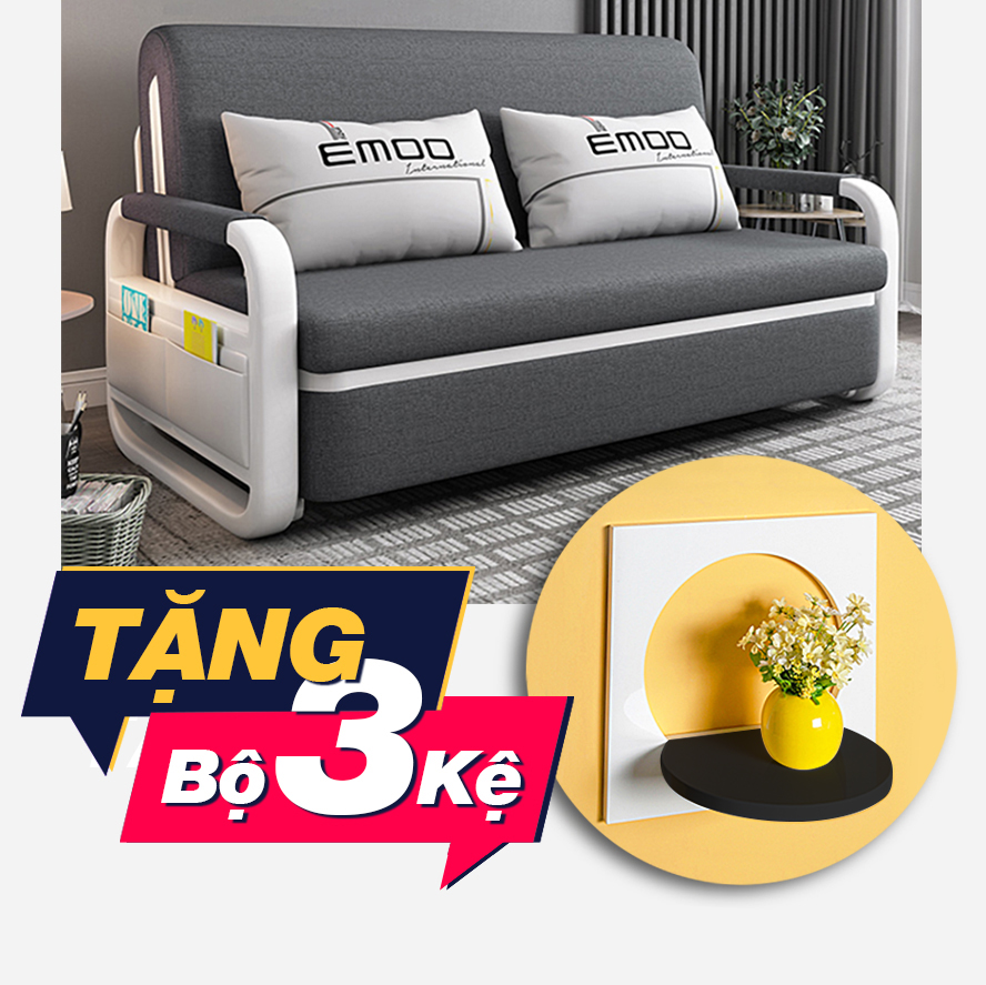 Sofa bed khung kim loại MF821-White (tặng kệ treo tường)